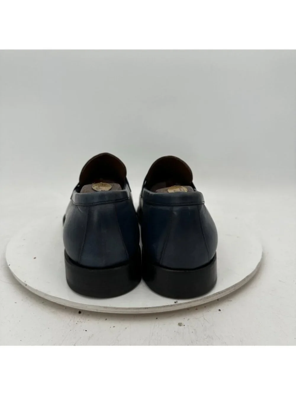 Corneliani Men Size 10 Blue Leather Pull On Penny Loafer  display picture 3